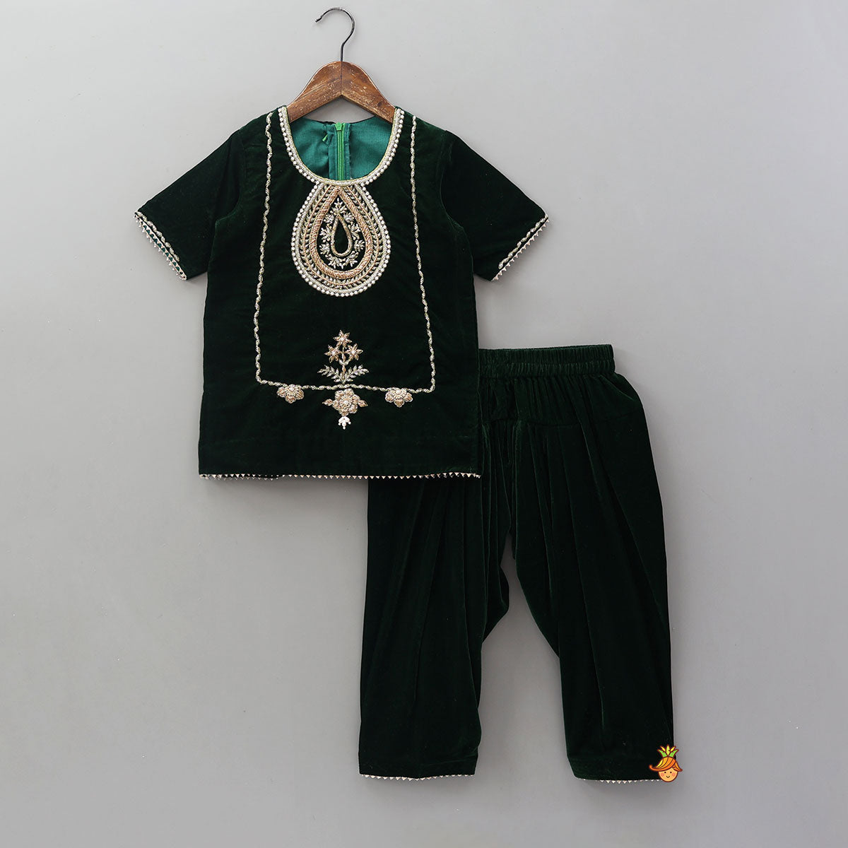 Pre Order: Hand Embroidered Adorable Kurti And Salwar With Contrasting Dupatta