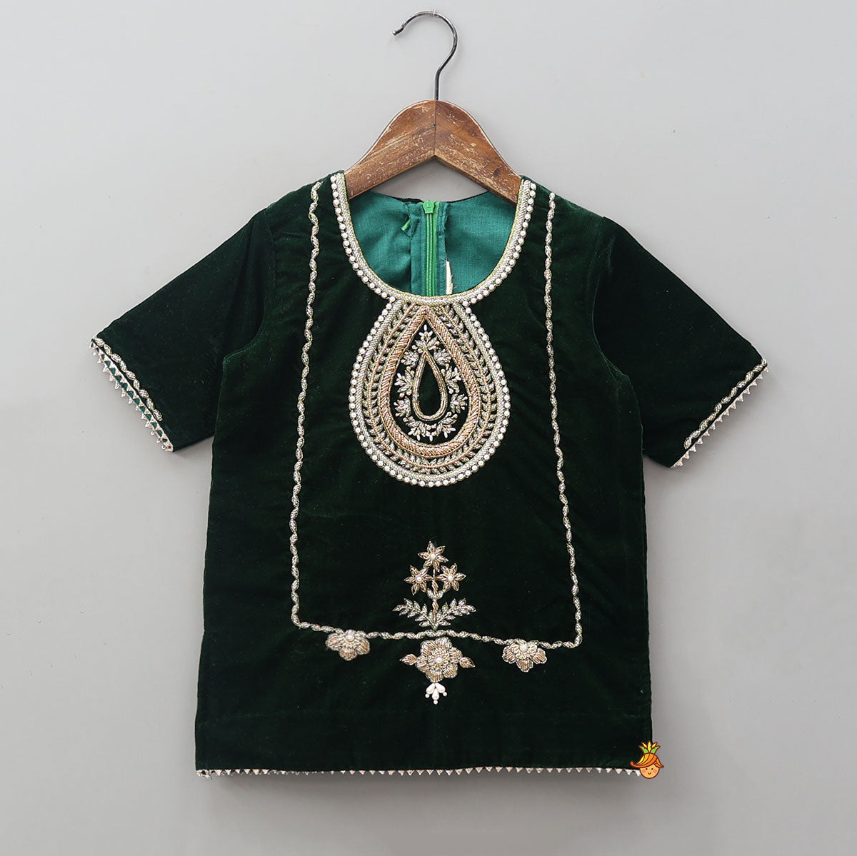 Pre Order: Hand Embroidered Adorable Kurti And Salwar With Contrasting Dupatta