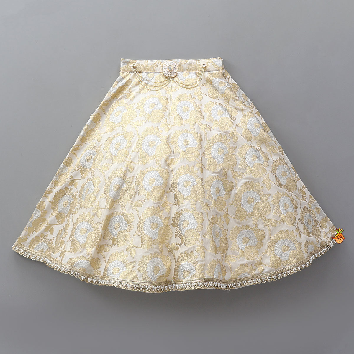 Pre Order: Exquisite Halter Neck Brocade Top With Embellished Jacket And Brocade Lehenga With Matching Hair Band