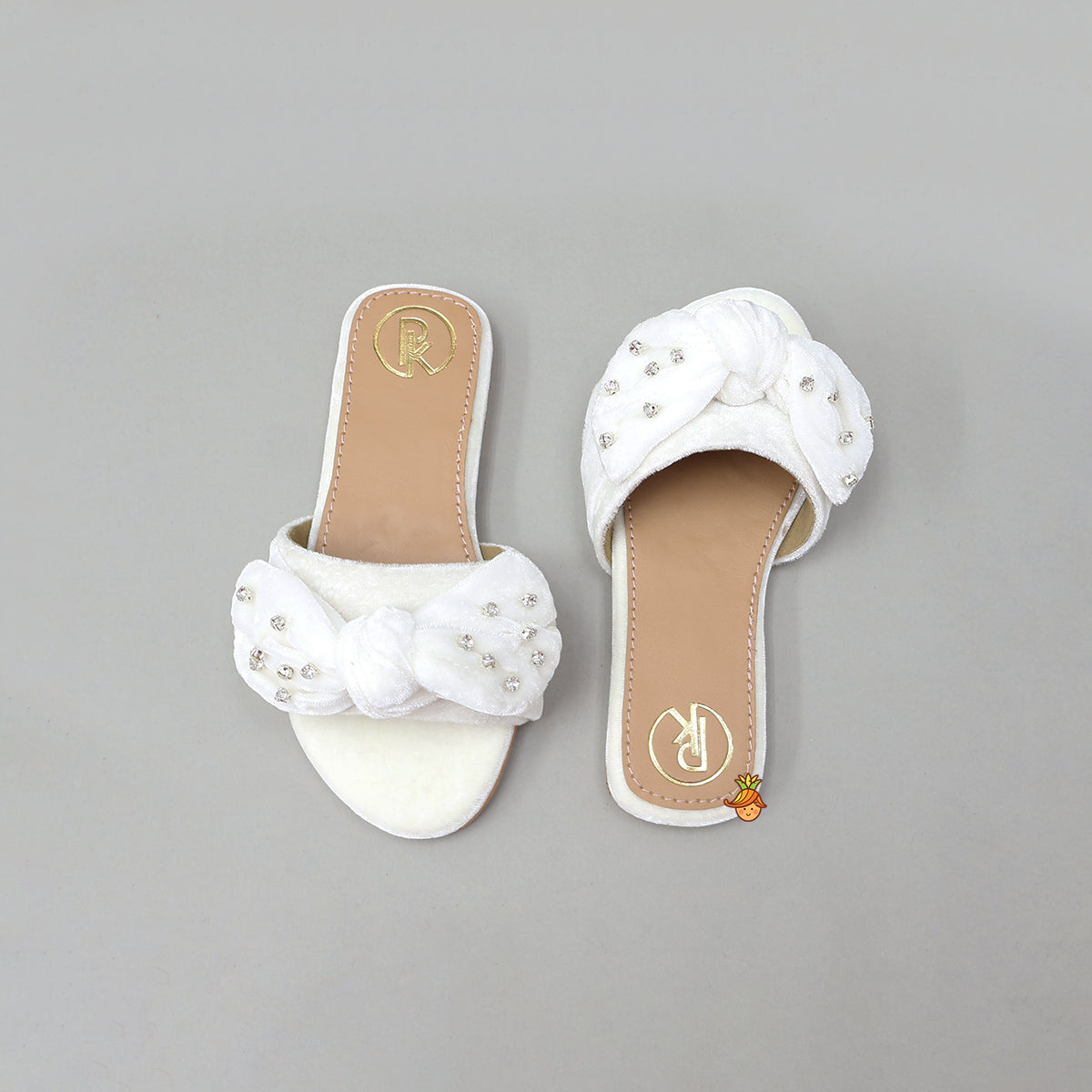 Pretty Bow Adorned Embellished Velvet Flats