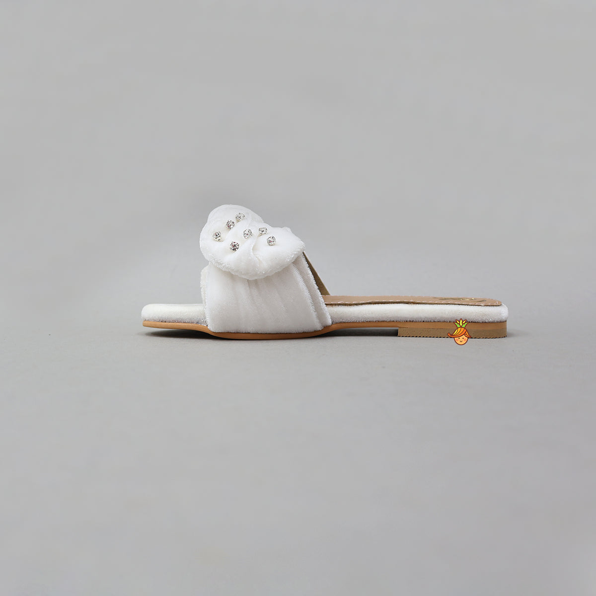 Pretty Bow Adorned Embellished Velvet Flats