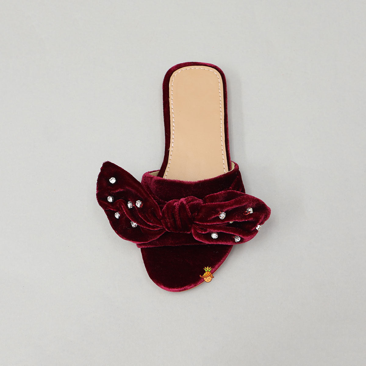 Adorable Bow Embellished Velvet Flats