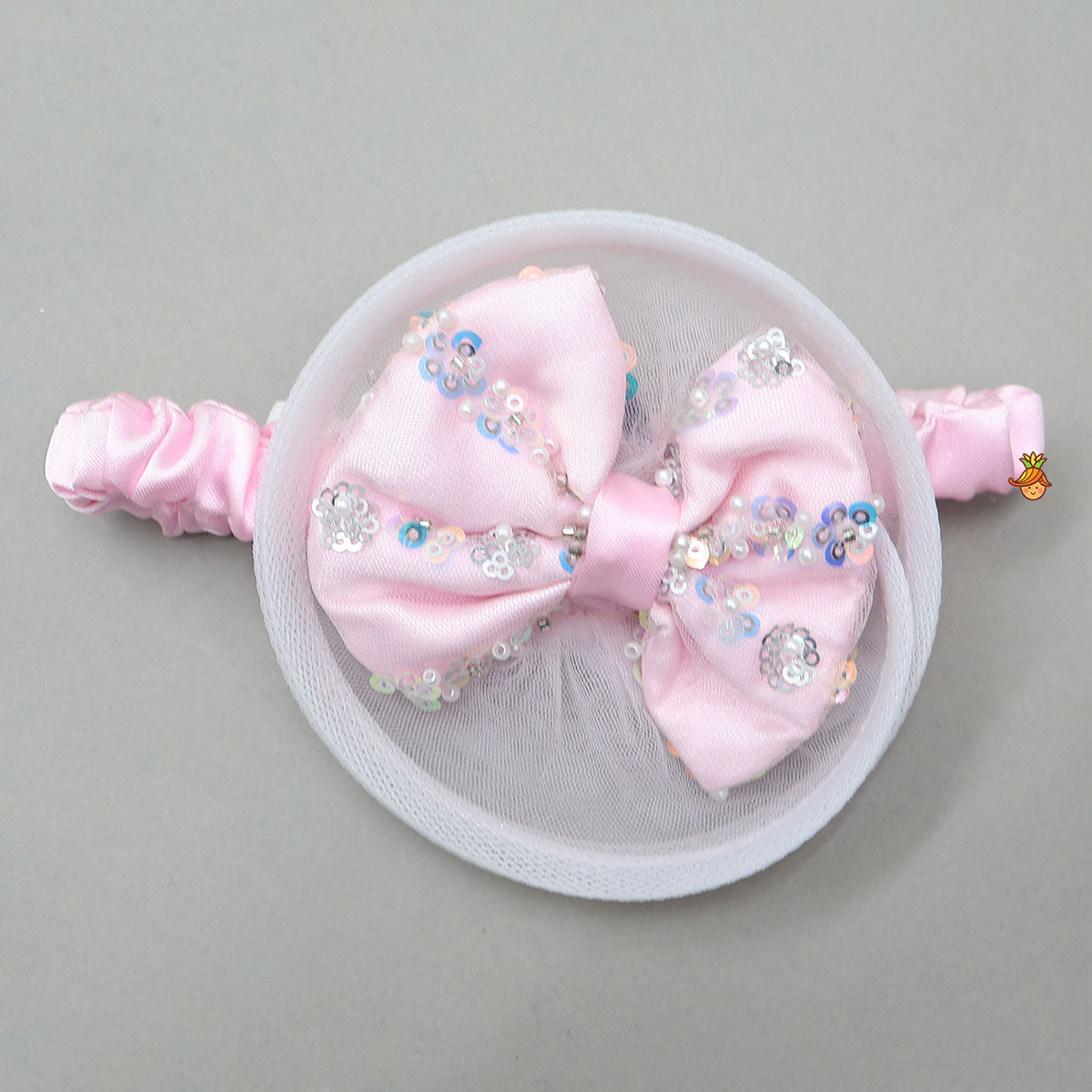 Sequin Work Yoke Trail Dress With Headband