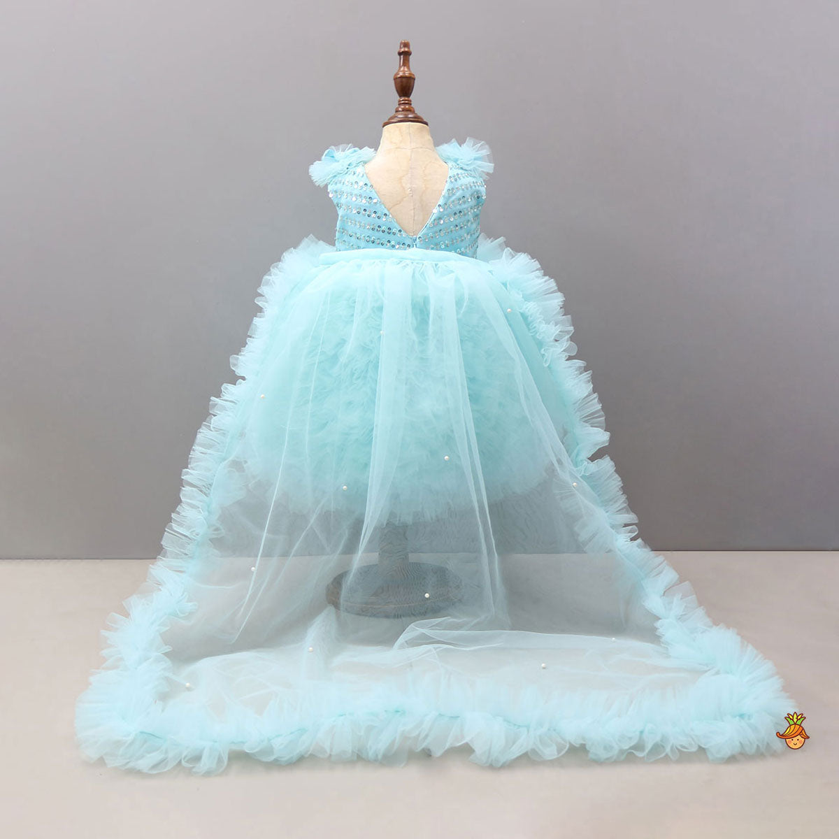 Triple Bow Adorned Trail Dress With Headband