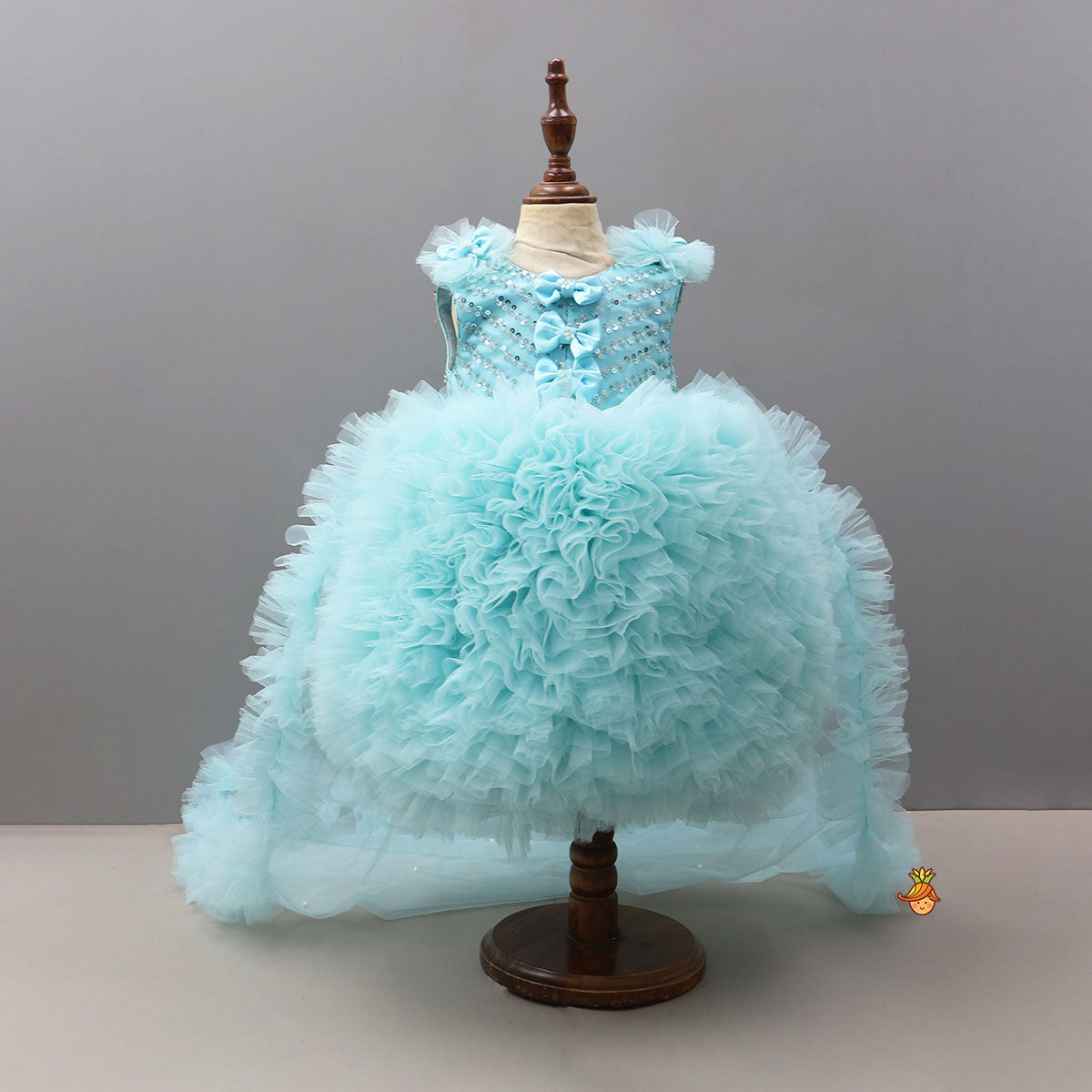 Triple Bow Adorned Trail Dress With Headband