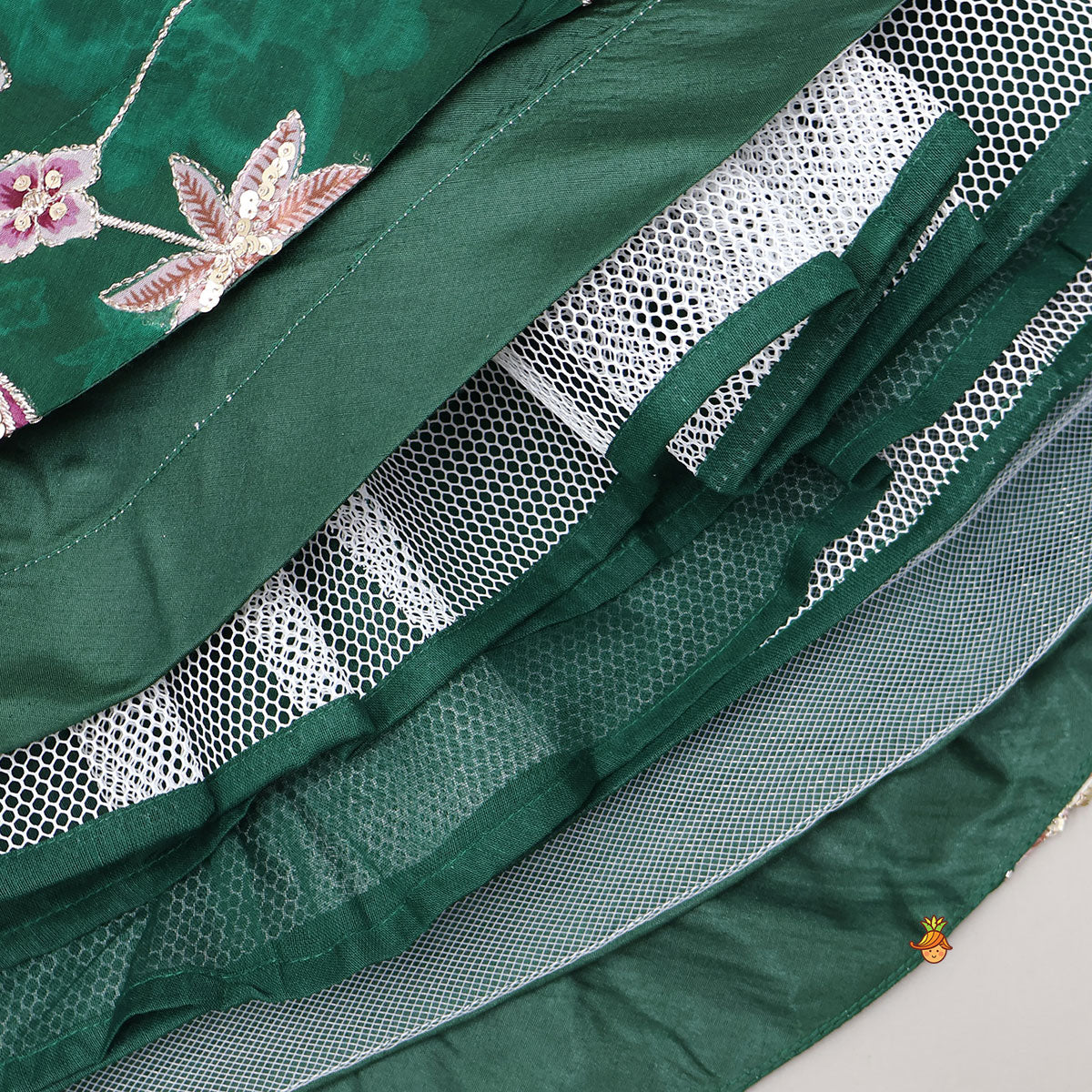 Pre Order: Elegant Layered-Sleeve Top And Lehenga With Stylish Dupatta