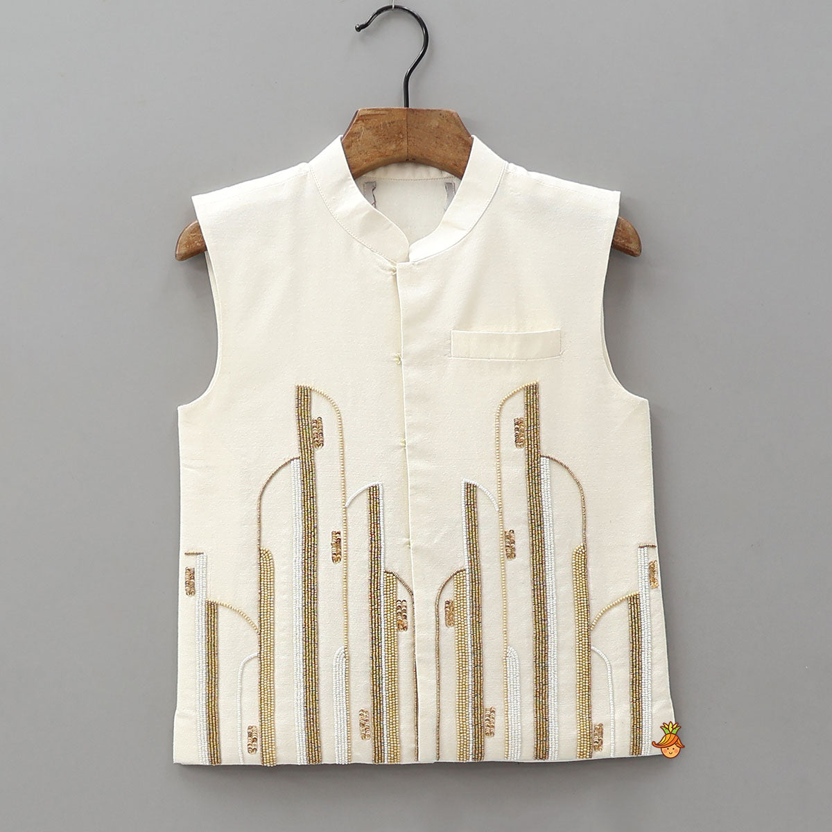 Pre Order: Ethnic Kurta With Hand Embroidered Jacket And Pyjama