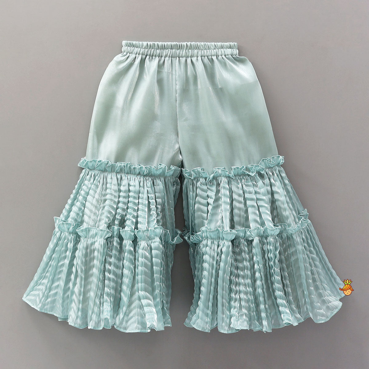 Pre Order: Velvet Cold-Shoulder Kurti With Shiny Sharara And Matching Dupatta