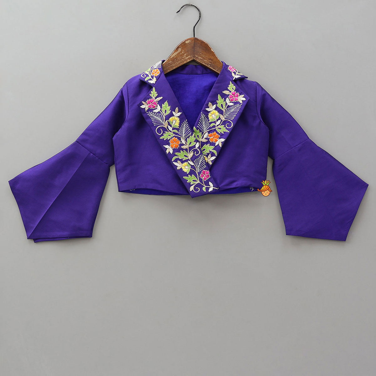 Pre Order: Charming Collar-Neck Front-Open Top And Lehenga