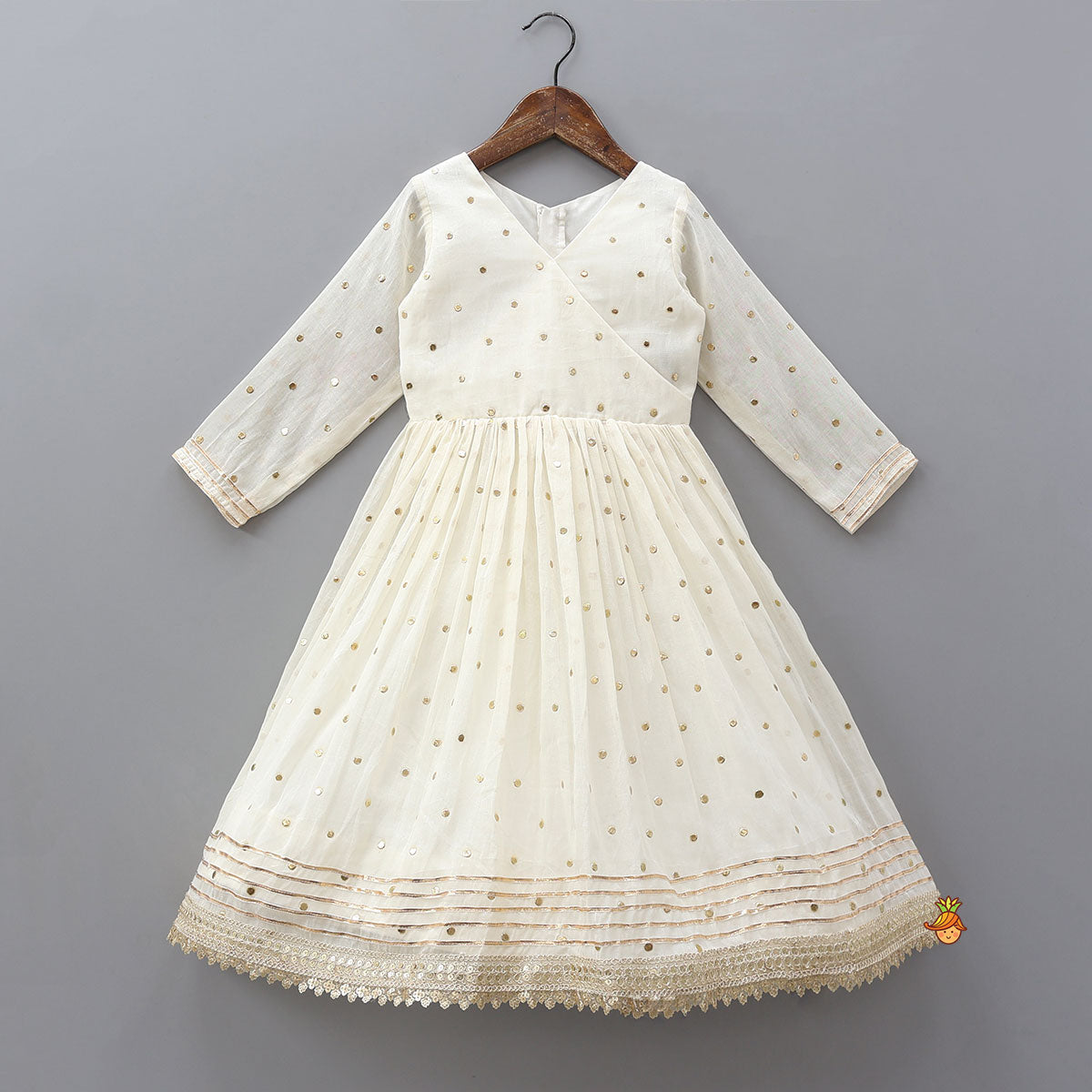 Pre Order: V-Neck Angarkha-Style Anarkali With Pant And Matching Dupatta