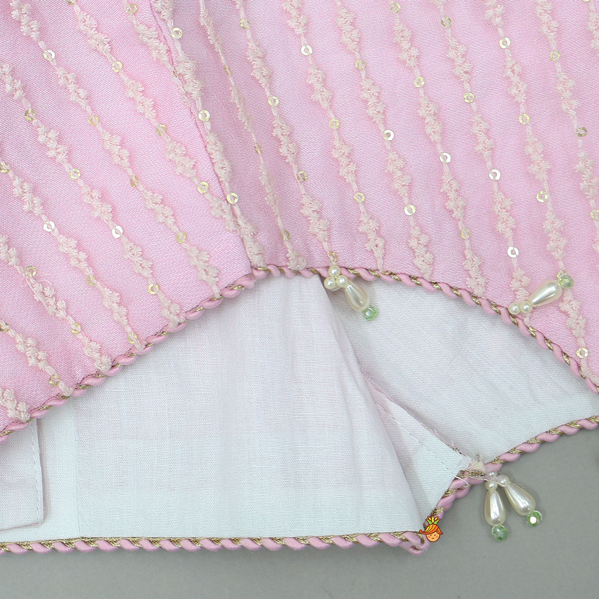 Pre Order: Curved Hem Top And Palazzo With Net Dupatta