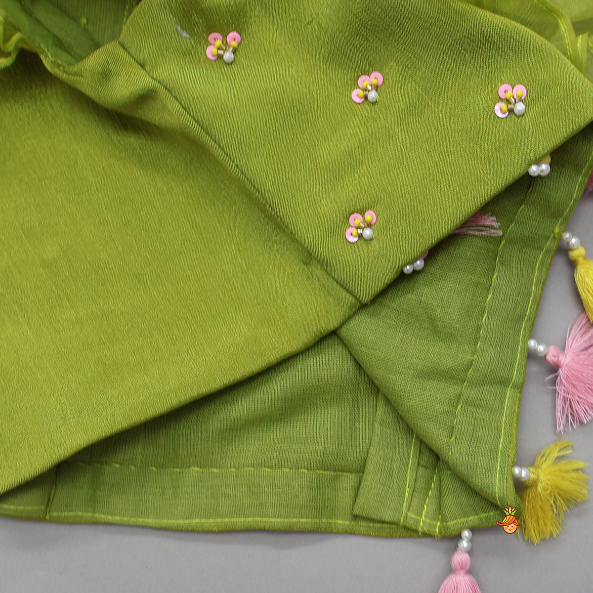 Pre Order: Charming Fringed Shiny Top And Lehenga