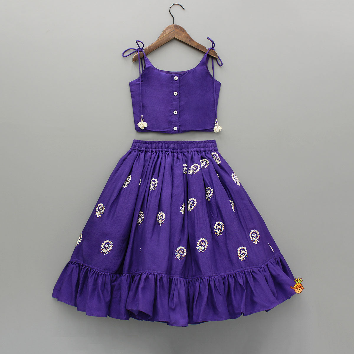 Dori Embroidered Strappy Top And Stylish Layered Lehenga