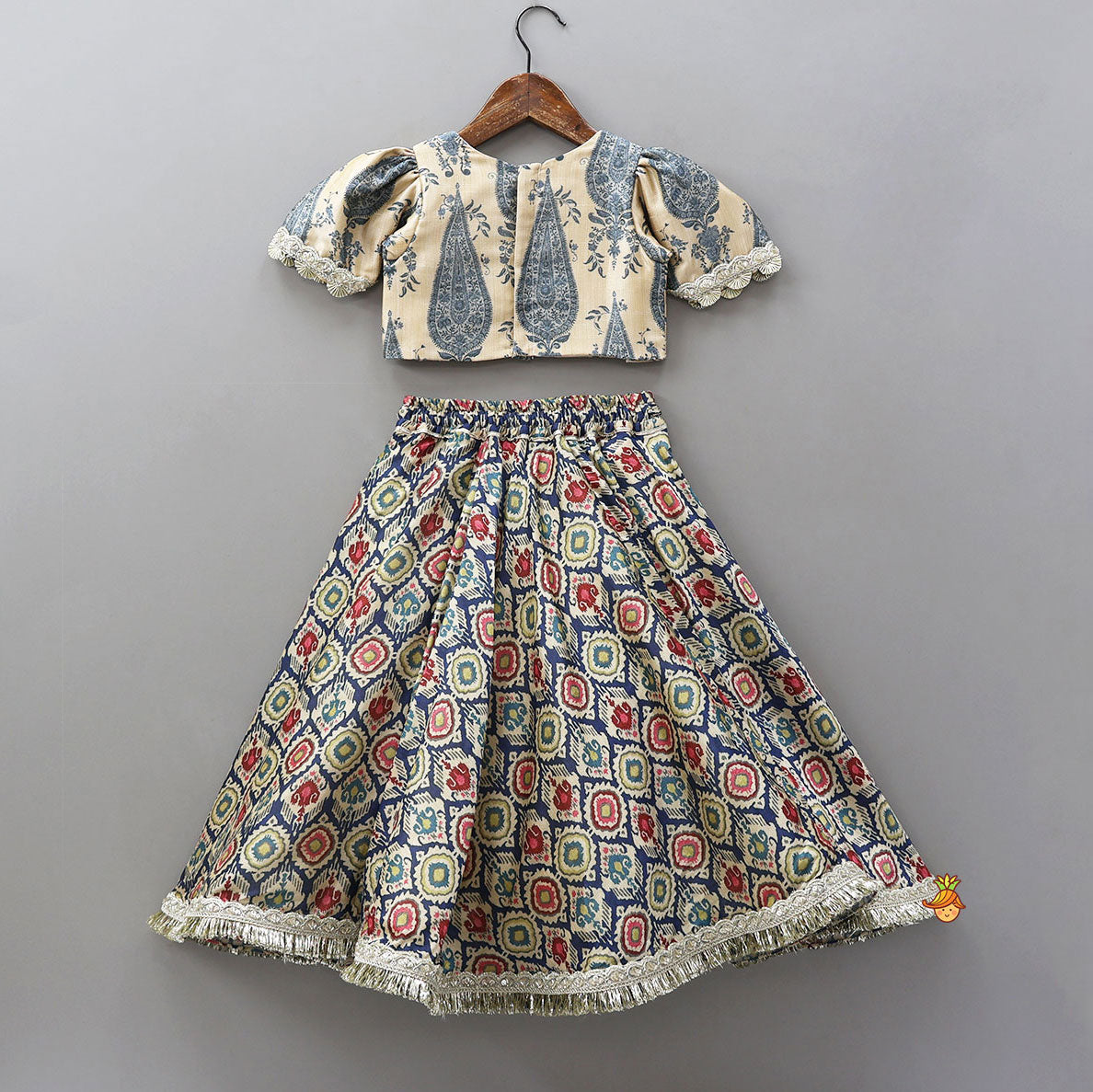 Pre Order: Elegant Round Neck Sheen Top And Lehenga With Sequins Work Net Dupatta