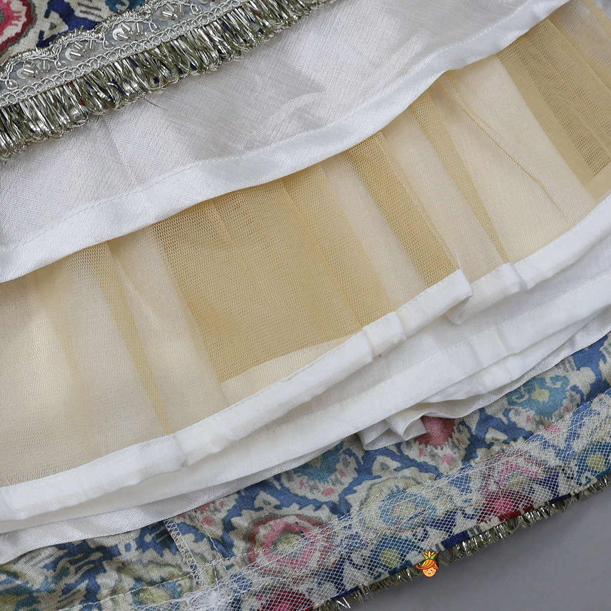 Pre Order: Elegant Round Neck Sheen Top And Lehenga With Sequins Work Net Dupatta