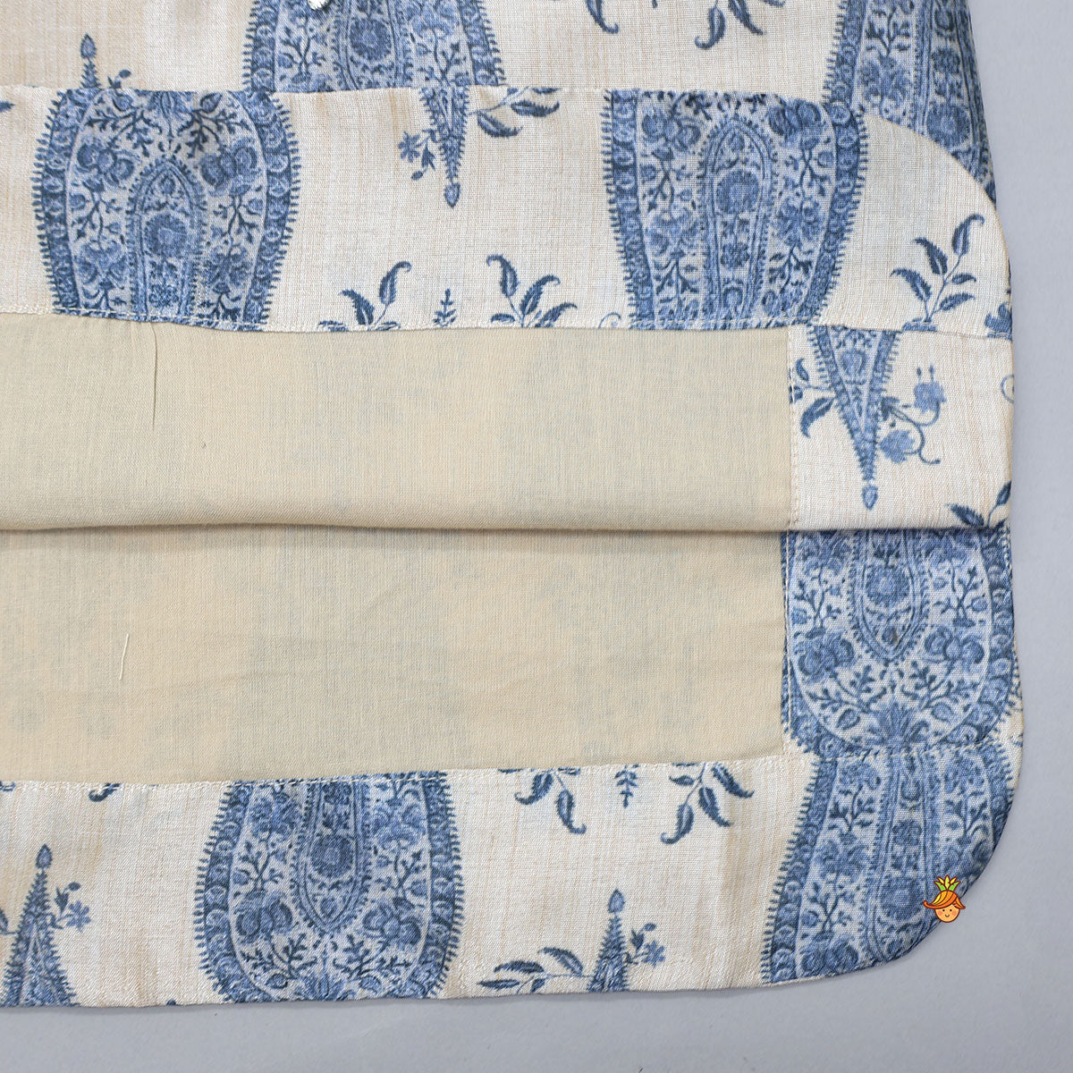 Pre Order: Curved Hem Kurta With Printed Jacket And Pyjama