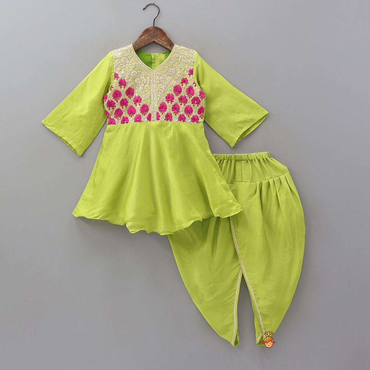 Embroidered Yoke Kurti And Dhoti Pant