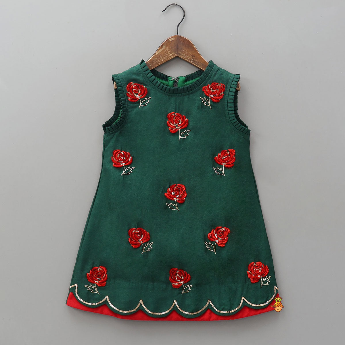 Pre Order: Contrasting Flowers Embroidered Kurti And Sharara With Matching Dupatta