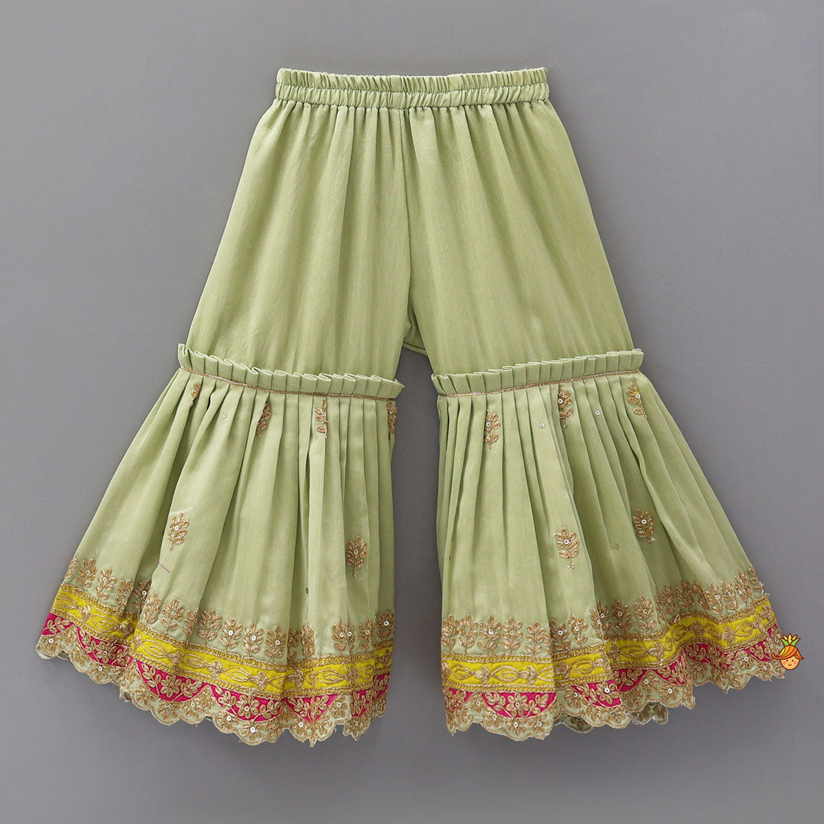 Pre Order: Stylish Scalloped-Sleeve Kurti And Sharara