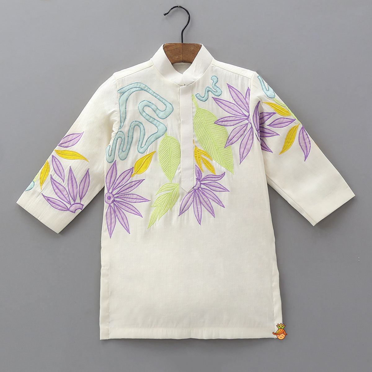 Pre Order: Beautiful Applique Work Kurta With Contrasting Pyjama