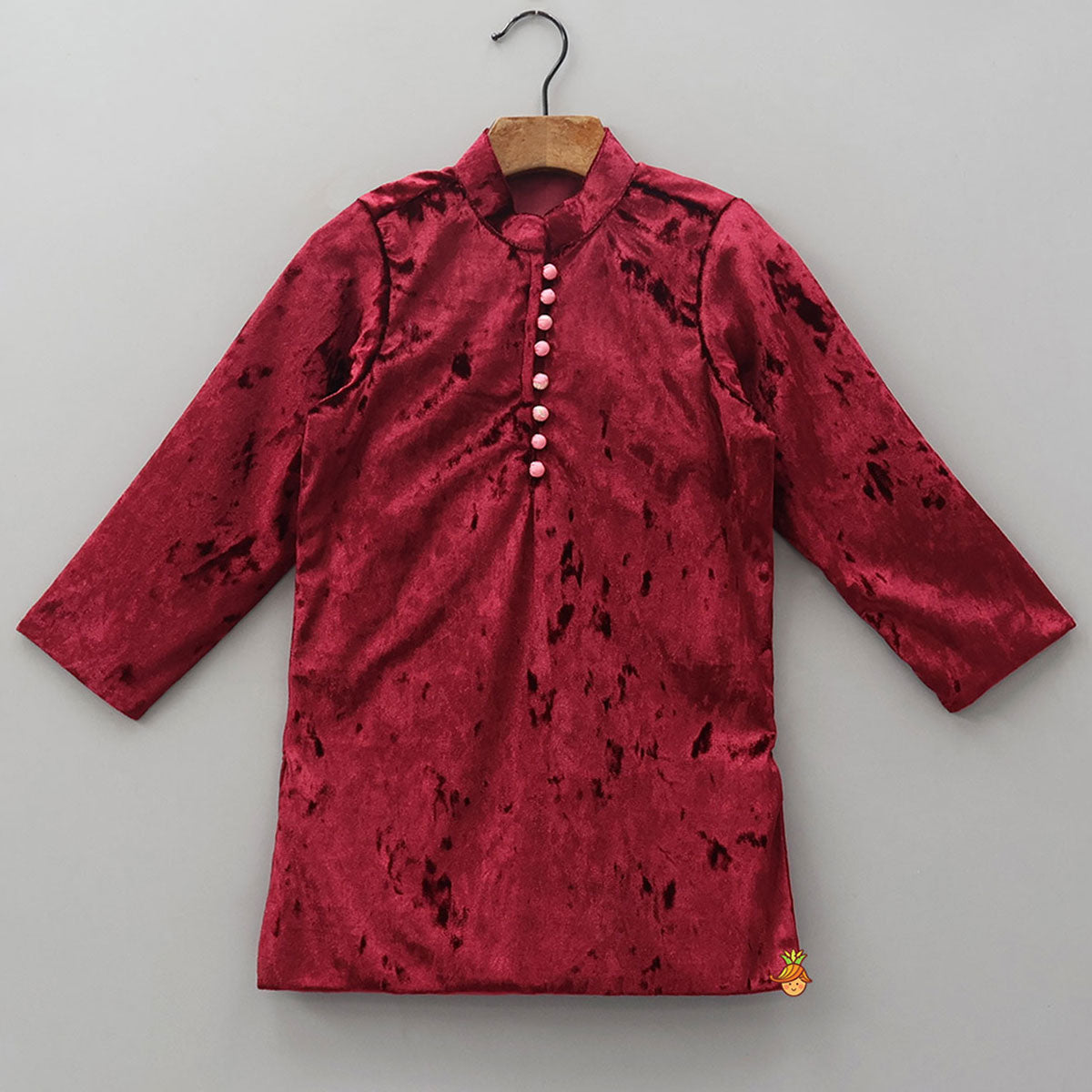 Pre Order: Potli Button Detail Kurta With Open Jacket And Dhoti