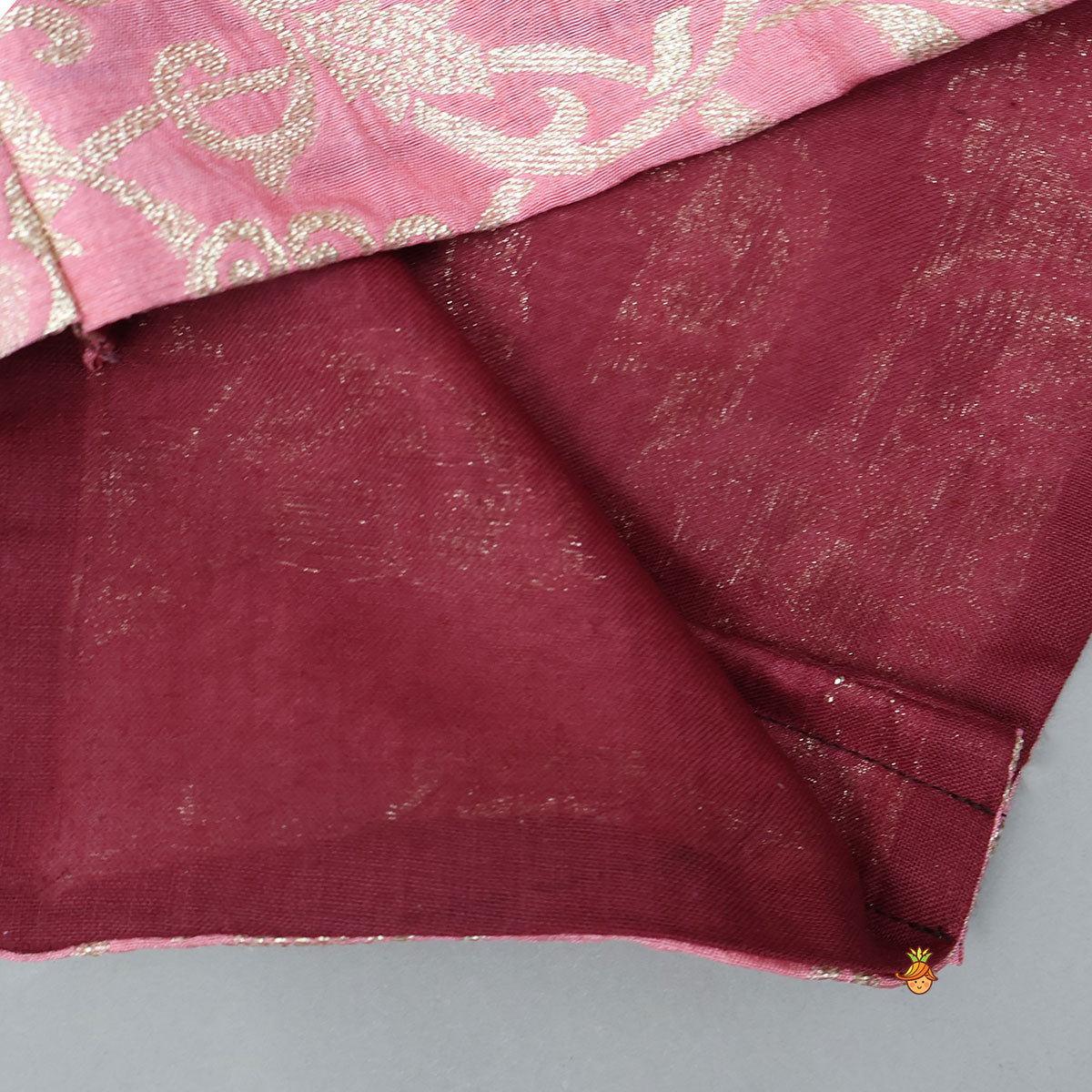 Pre Order: Potli Button Detail Kurta With Open Jacket And Dhoti