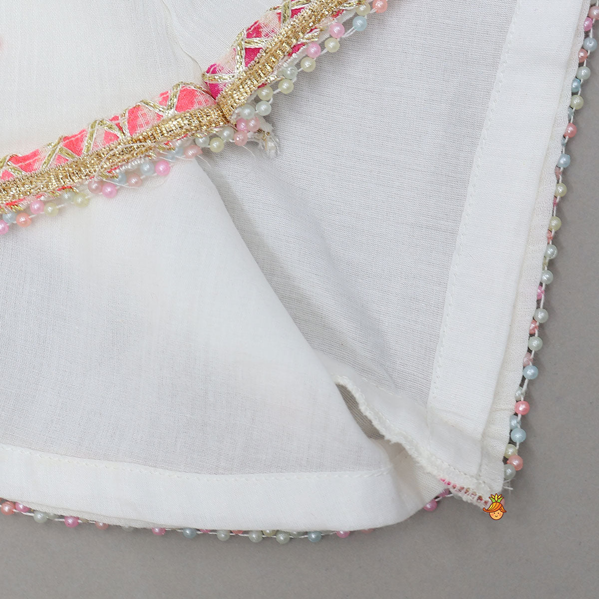 Pre Order: Front Slit Kurti And Matching Flared Sharara With Contrasting Dupatta