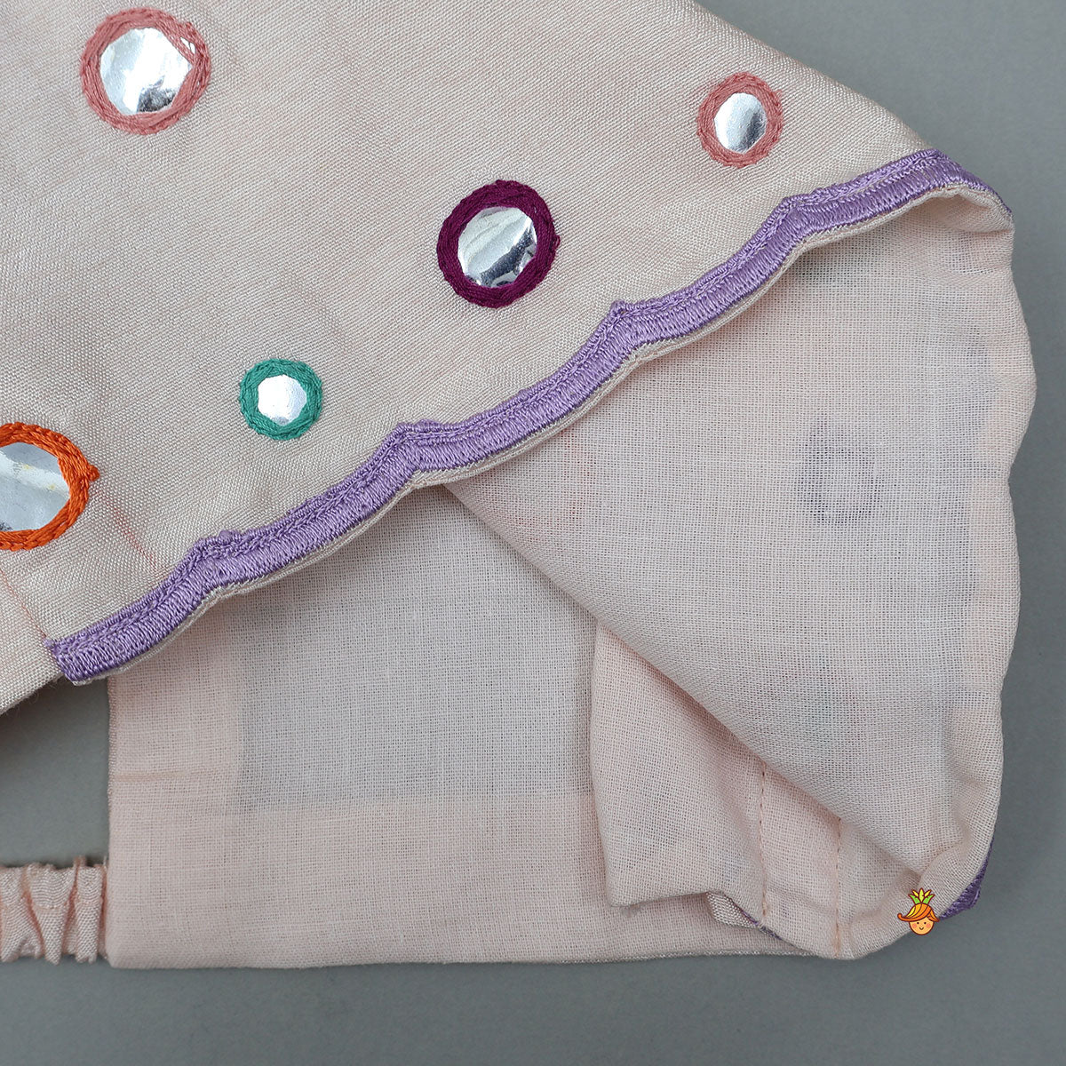 Pre Order: Faux Mirror Work Strappy Top And Printed Lehenga