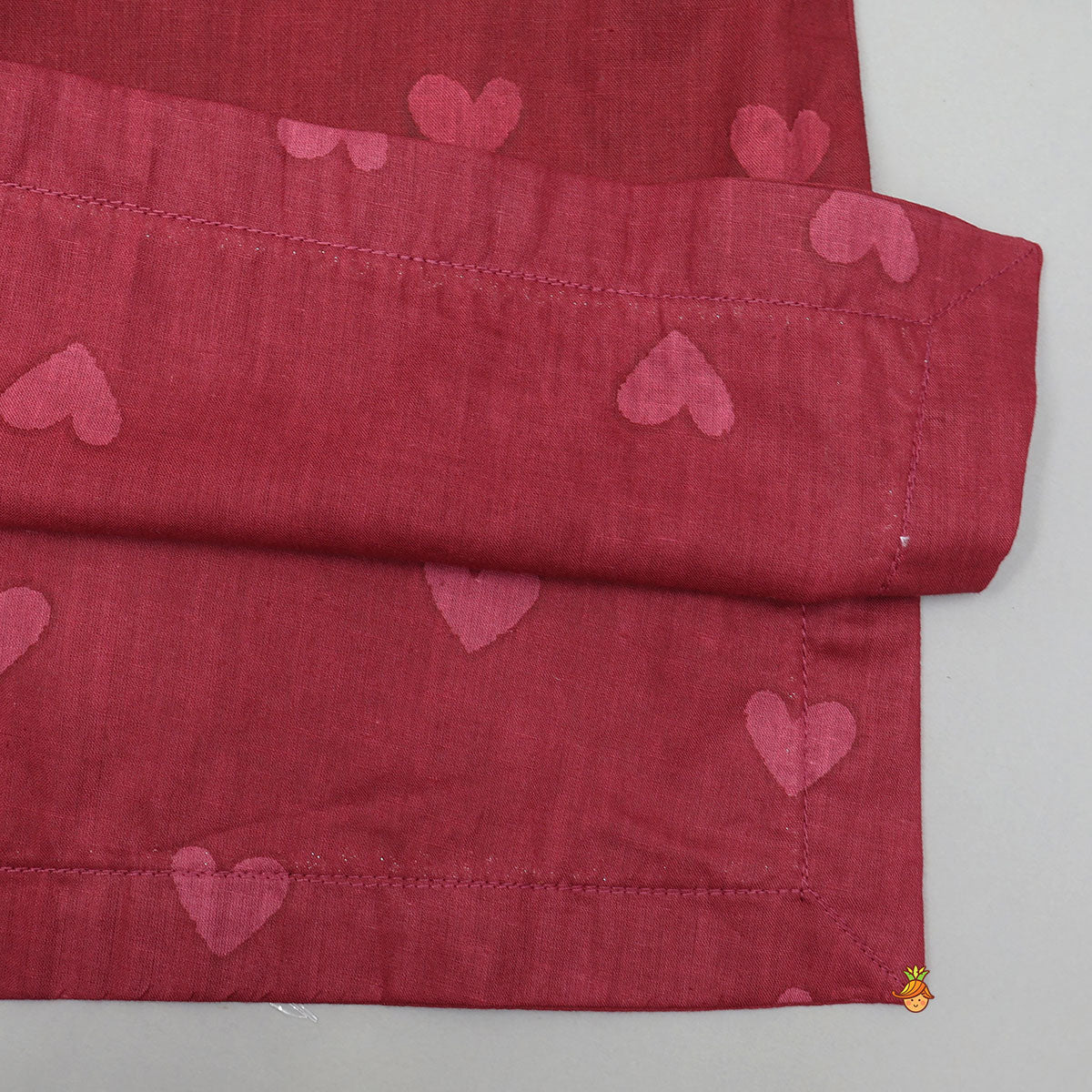 Pre Order: Heart Printed Strappy Kurti And Layered Sharara With Matching Dupatta