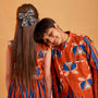 Faux Pocket Printed Top And Striped Lehenga twinning model image 4