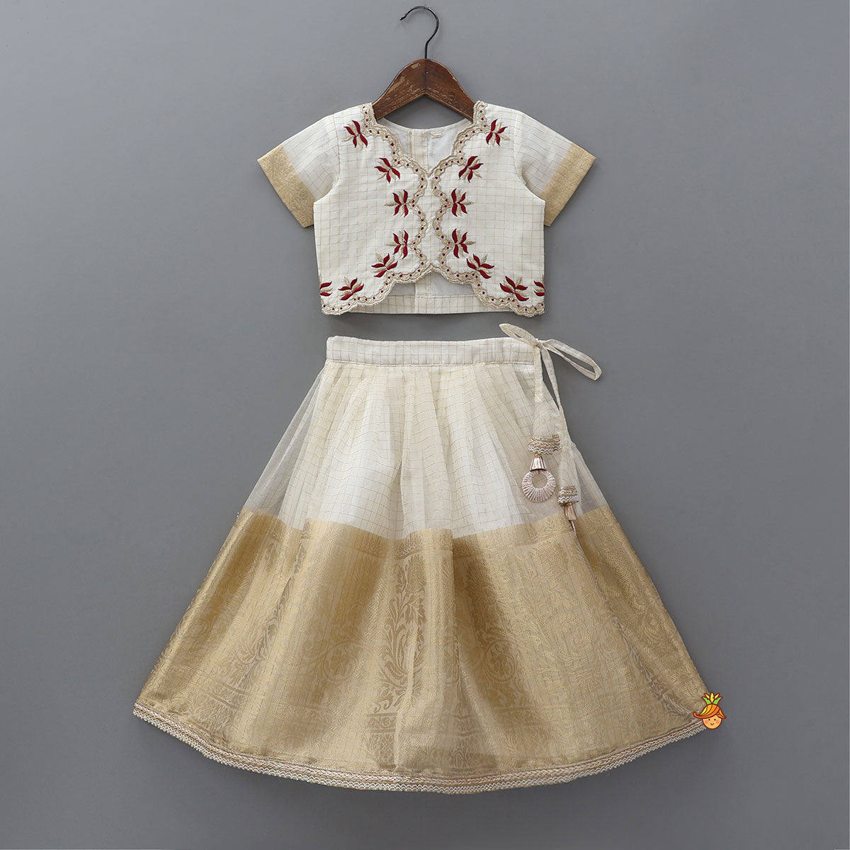 Pre Order: Scalloped Design Top And Lehenga