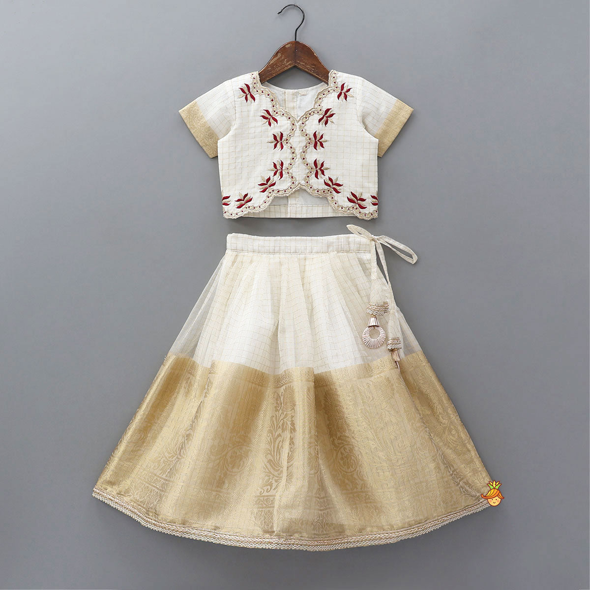 Pre Order: Scalloped Design Top And Lehenga