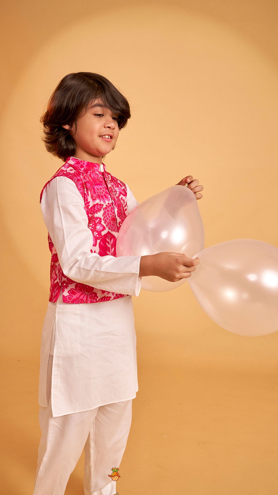 Pre Order: Ethnic Kurta With Adorable Floral Work Jacket And Pyjama