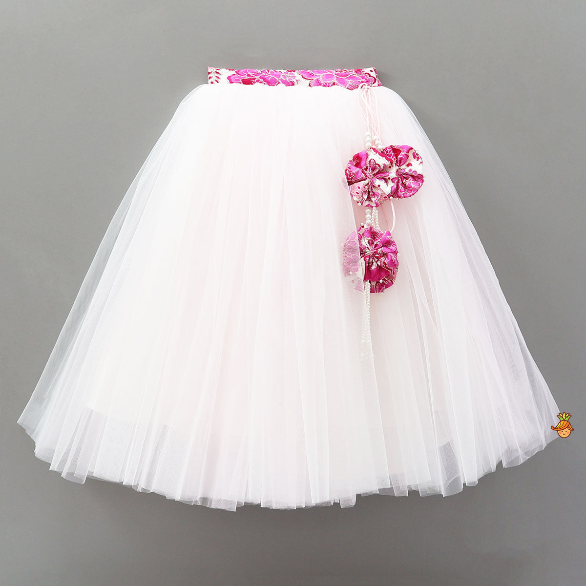 Pre Order: Stand Collar Elegant Top And Floral Tassels Embellished Lehenga