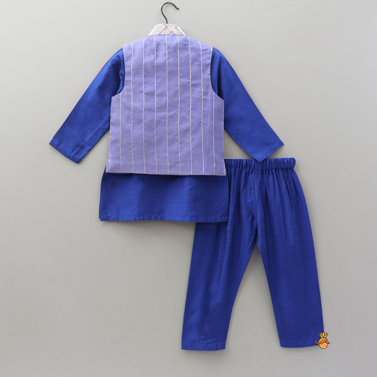 Pre Order: Ethnic Kurta With Brocade Jacket And Matching Pyjama