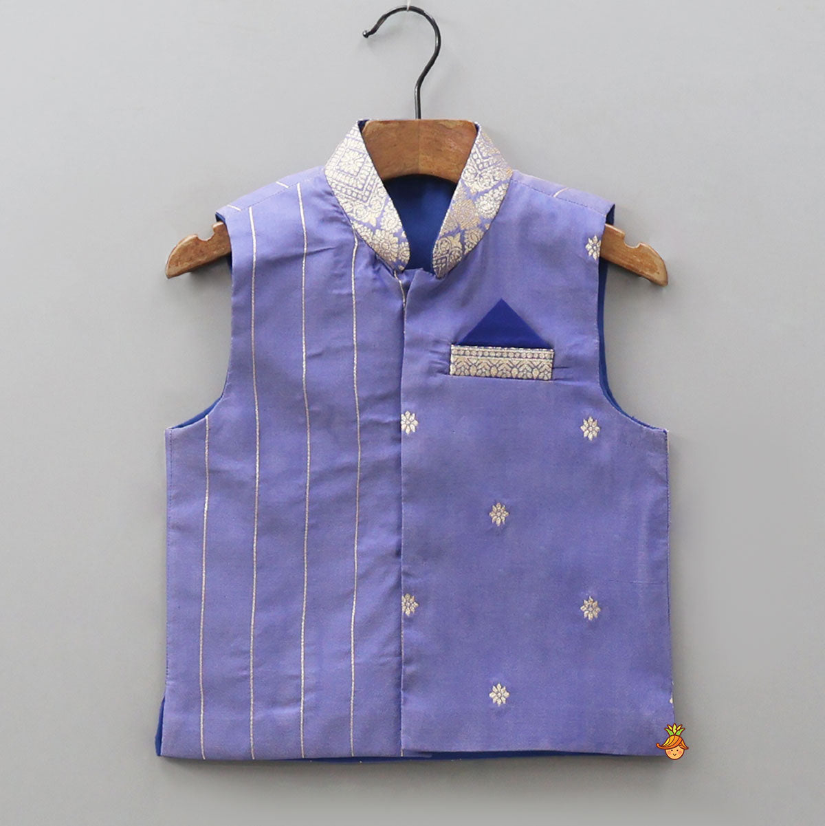 Pre Order: Ethnic Kurta With Brocade Jacket And Matching Pyjama