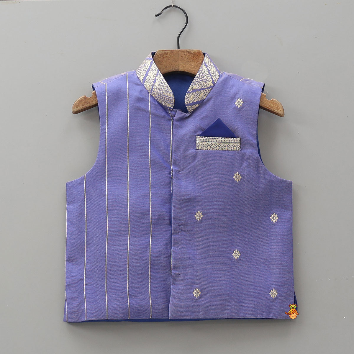 Ethnic Kurta With Brocade Jacket And Matching Pyjama