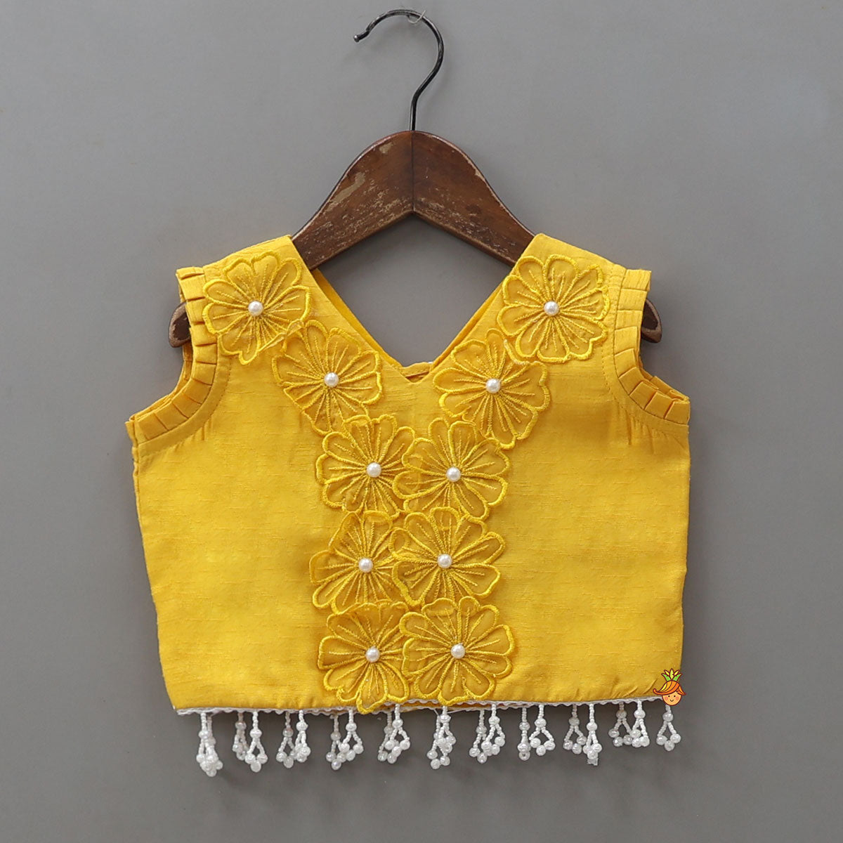 Pre Order: Floral Applique Work Top And Lehenga