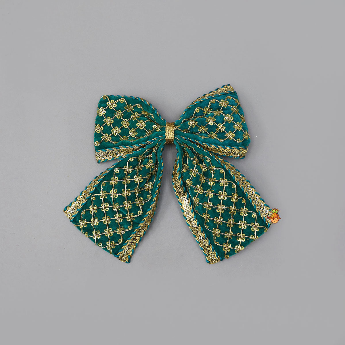 Square Design Embroidered Velvet Hair Clip