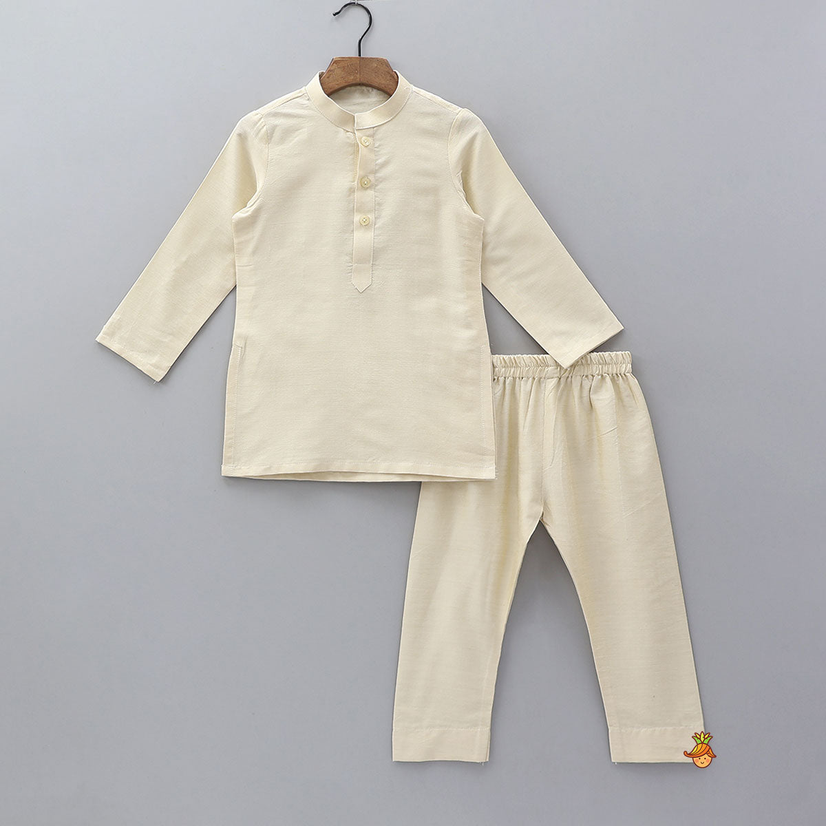 Pre Order: Ethnic Kurta And Diagonal Faux Button Detail Jacket With Pyjama