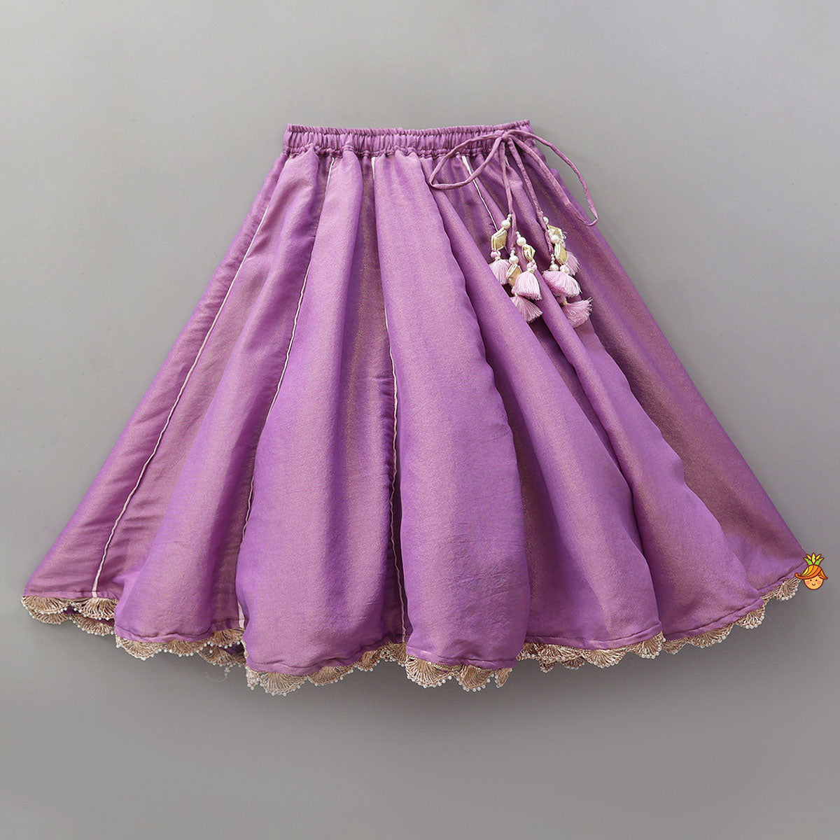 Pre Order: Jacket-Style Embroidered Shimmery Top And Lehenga