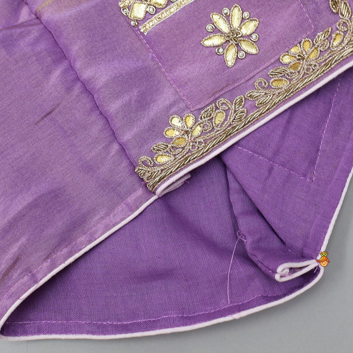 Pre Order: Jacket-Style Embroidered Shimmery Top And Lehenga