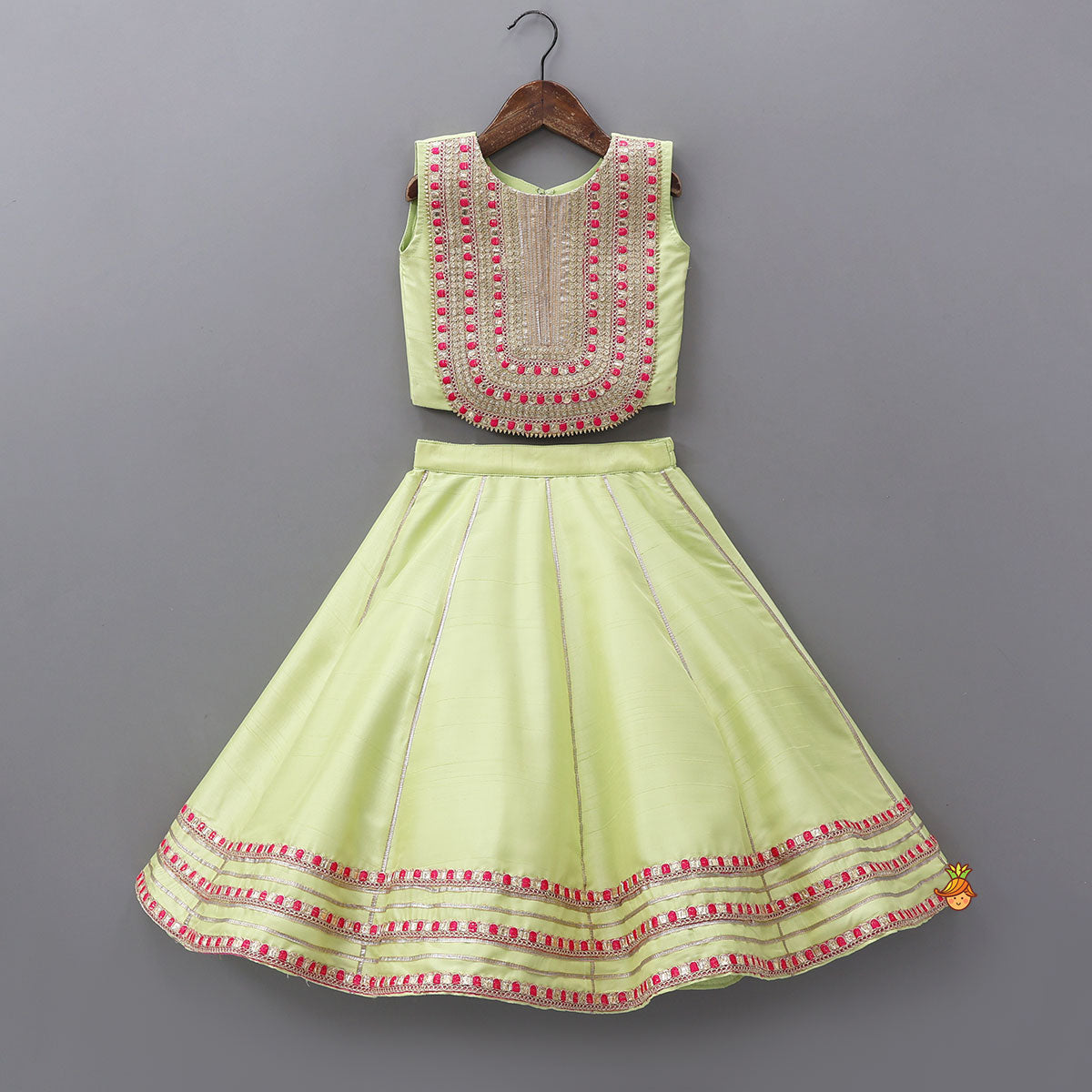 Pre Order: Round Neck Sleeveless Pretty Top And Lehenga