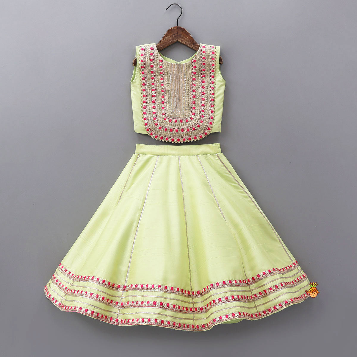 Pre Order: Round Neck Sleeveless Pretty Top And Lehenga