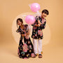 Stylish Floral Kurta With Patch Pocket Detail And Pyjama twinning model image 2