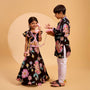 Stylish Floral Kurta With Patch Pocket Detail And Pyjama twinning model image 4