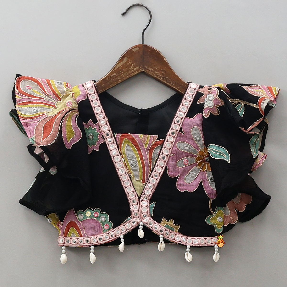 Pre Order: Floral Printed And Embroidered Top With Matching Lehenga And Organza Dupatta