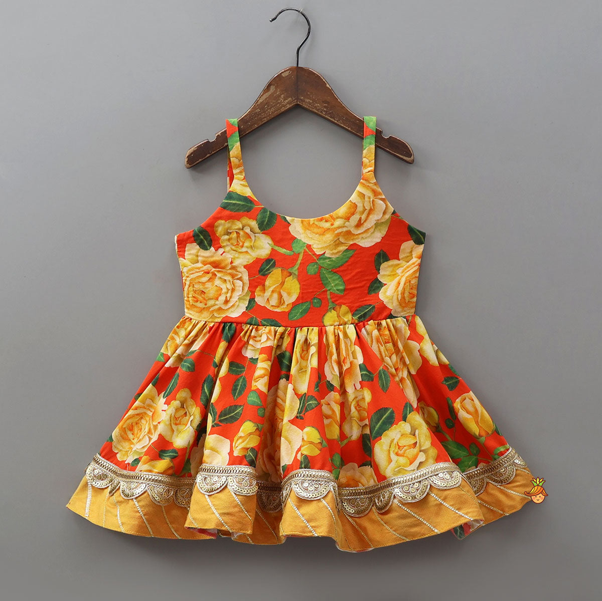 Pre Order: Beautifully Printed Strappy Kurti With Flared Palazzo And Matching Dupatta