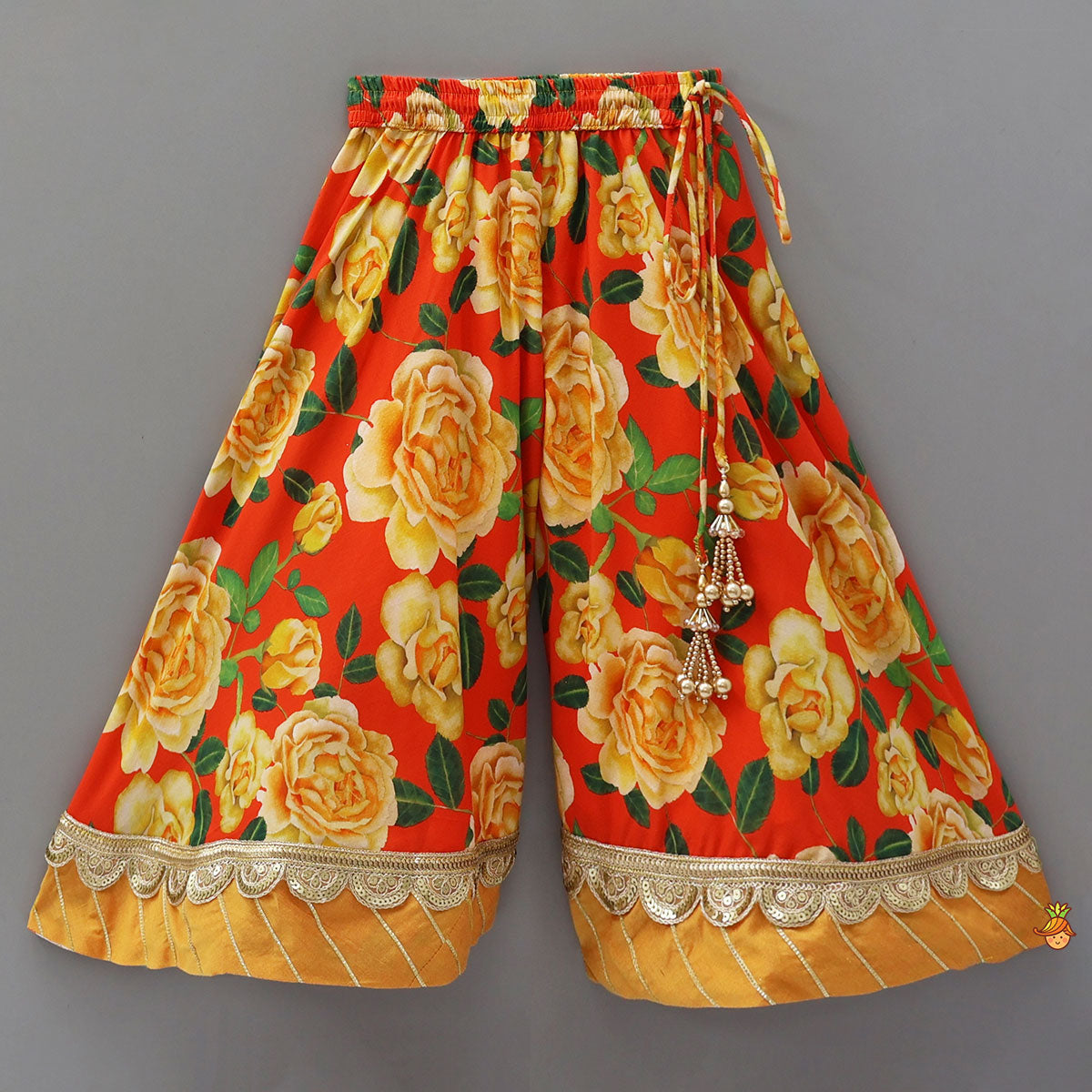 Pre Order: Beautifully Printed Strappy Kurti With Flared Palazzo And Matching Dupatta