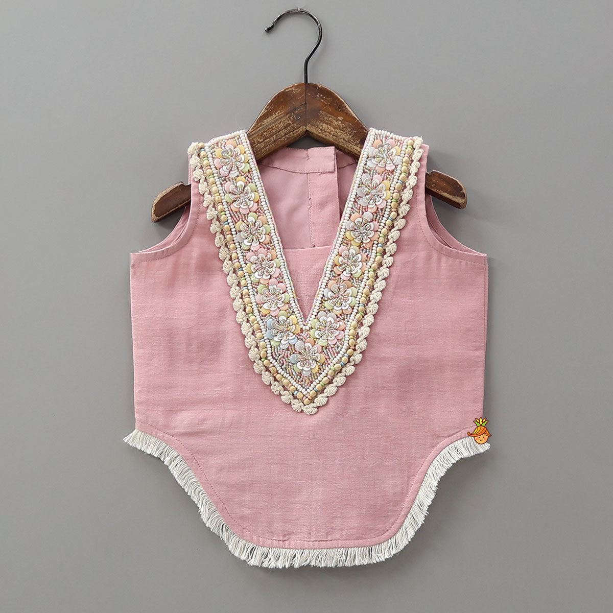 Elegant Heavy Beaded Yoke Top With Palazzo
